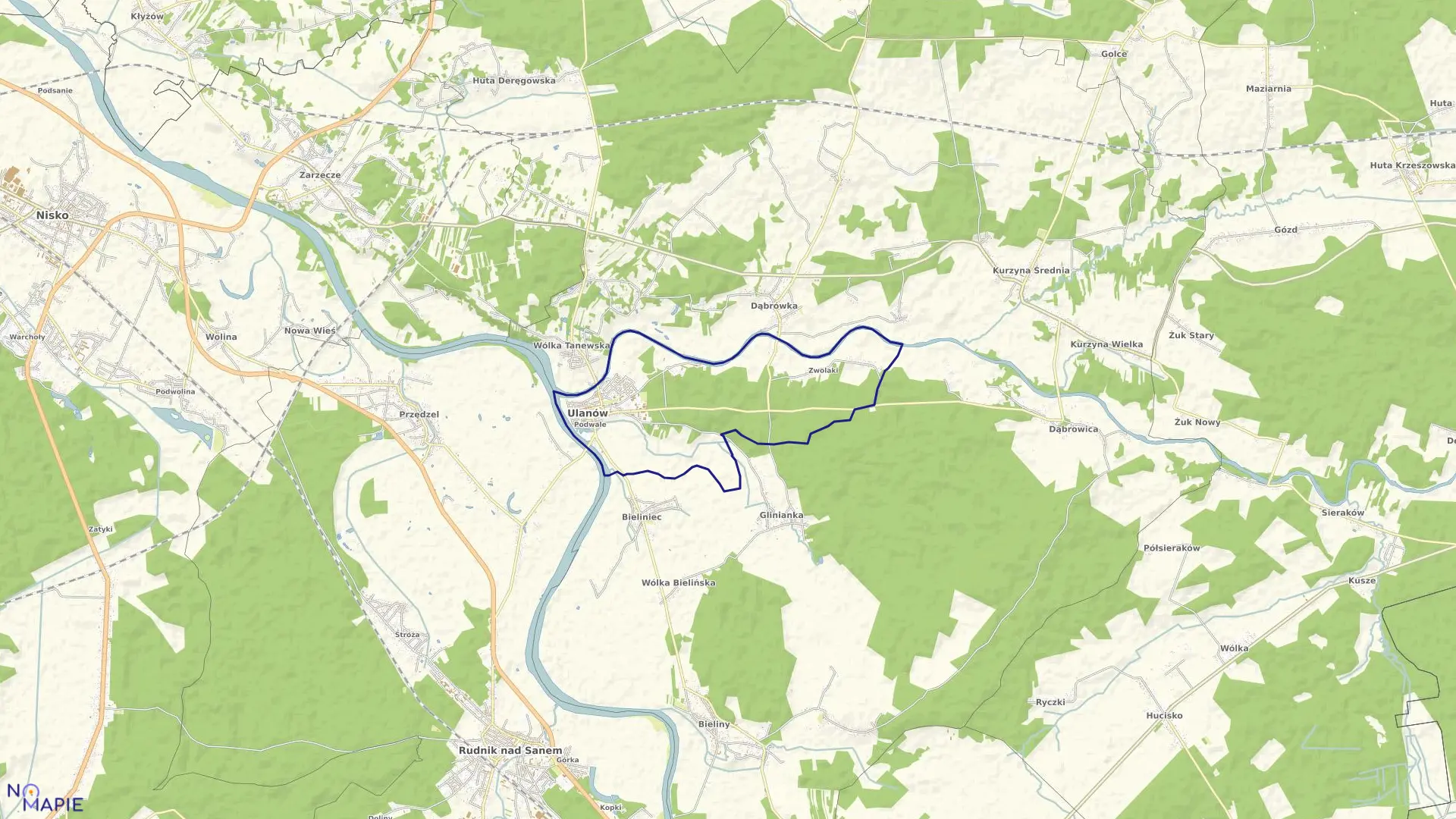 Mapa obrębu Ulanów w gminie Ulanów